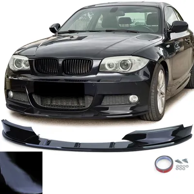 Productafbeelding van Voorbumperlip zwart glanzend, geschikt voor BMW 1-serie Coupé, modeljaren 2011/03 - 2012/06