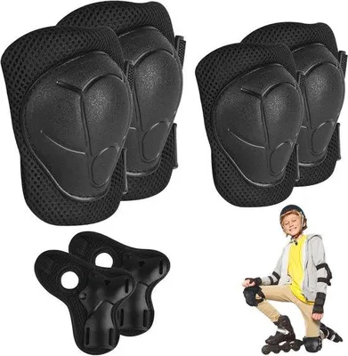 Produktbild von Verstellbares 6-in-1 Schutzset für Kinder - Knie-, Ellbogen- und Handgelenkschützer für Skaten und Scooter