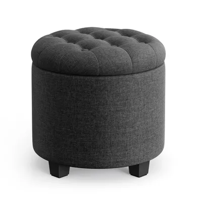 Obrázek produktu pro Kulatý taburet SONGMICS, podnožka s úložným prostorem, maskérská stolička s nožičkami, d 45 cm, v 44,5 cm, nosnost do 150 kg