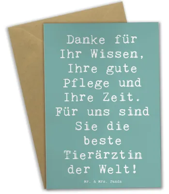 Produktbild von Mr. & Mrs. Panda Grußkarte Spruch Beste Tierärztin - Meeresbrise - Geschenk, Anerkennung, einladungskarten, dankeskarten, Bedanken, hochzeitskarten, Tierarzt, Klappkarte