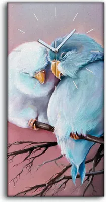 Produktbild von Wandkunst Leinwand Bild Uhr Geräuschlos 30x60 Malerei Zweig Tier Vögel - weiße Hände