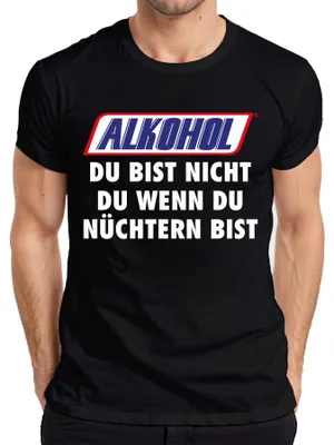 Obrázok produktu pre Tričko s nápisom "Alkohol: Nie si to ty, keď si triezvy. Zábava. Party. Pivo." pre pánov, čierna farba, veľkosť XXL