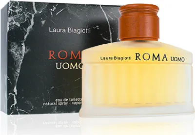 Obrázok produktu pre Laura Biagiotti Roma Uomo, Muži, 125 ml, Nádoba na jedno použitie, Bazalka, Grapefruit, Laurel, Mandarínka, Geranium, Jantár, Céder, Massoia, Pižmo, Santalové drevo, Vanilka