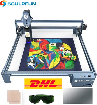 Produktbild von SCULPFUN S9 90W läserový gravírovací stroj, ochrana očí, rychlá montáž, pracovní plocha 410x420mm, ideální pro sklo, keramiku, břidlici, dřevo