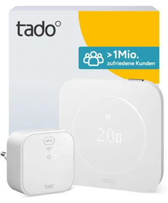 Produktbild von tado° Smartes Thermostat X (2. Gen) Starter Kit – Verkabelt, Weiß, Matter & Thread, inkl. Bridge X & USB-C Kabel (Amazon Exklusiv), Heizungssteuerung per tado° App & Voice (Alexa, Siri, Google) – Rein