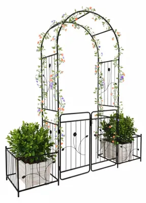 Immagine prodotto di Arco da giardino con cancello e fioriere - Metallo resistente alle intemperie