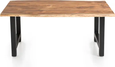 Produktbild von SalesFever Baumkanten Esstisch | massive 3,5 cm Akazie | Natur | 140 x 80 | H-Gestell Schwarz