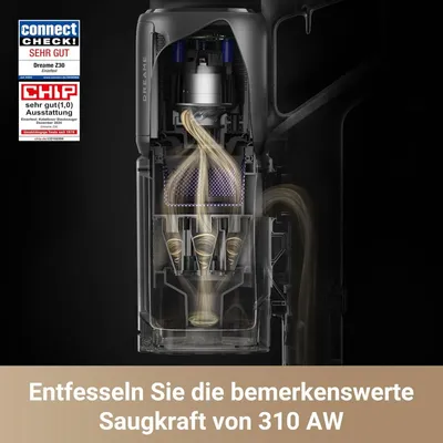 Immagine prodotto di Dreame Z30 2-in-1 aspirapolvere a bastone Batteria Dry HEPA Bagless 0,6 L Nero 3,2 Ah