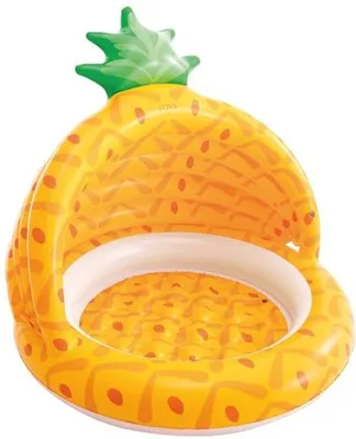 Produktbild von Aufblasbarer Ananas Baby Pool 102cm mit Sonnenschutz - Sicherer Spaß für Babys
