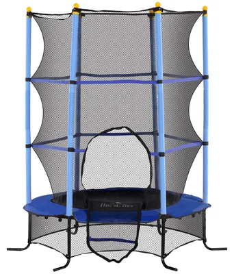 Produktbild von HOMCOM Kinder Trampolin Ø163 cm, Trampolin für Kinder 3-10 Jahre, Blau