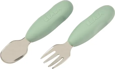 Obrázek produktu pro Dvoudílná sada příborů Beaba z nerezové oceli pro učení se jíst