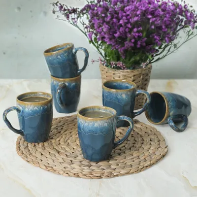 Produktbild von Hermia Concept, Shizen Q39 - Blue, Tassenset (6-teilig), 100 % KERAMIK, Blau, 10 cm