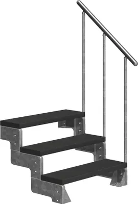 Produktbild von Dolle Außentreppe Gardentop 54-66cm Geschosshöhe mit Trimax anthrazit 100cm breit mit Geländer