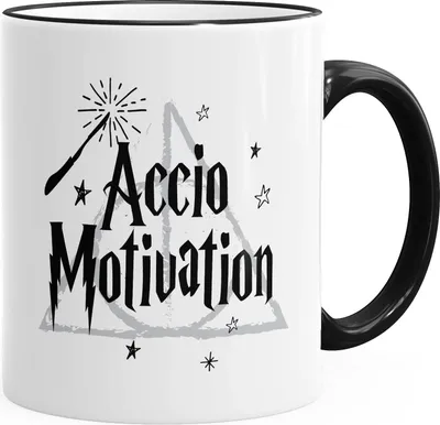 Produktbild von Kaffee-Tasse Spruch Accio Motivation Teetasse Keramiktasse MoonWorks® schwarz unisize