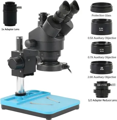 Image de Microscope stéréoscopique, conception trinoculaire, éclairage LED, microscope noir