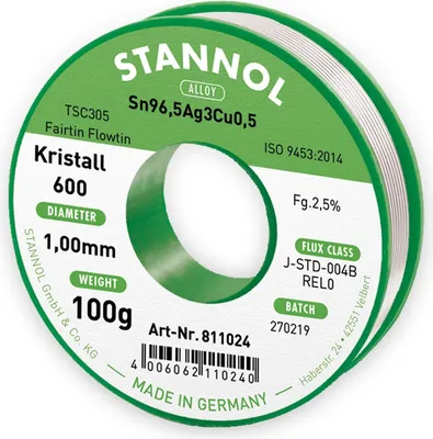 Immagine prodotto di STANNOL Cristallo di saldatura 600 TSC305, 1,0 mm, 100 g