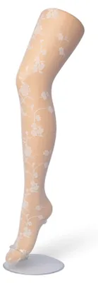 Produktbild von Bonnie Doon Damen-Strumpfhose mit Blumenmuster, 20 Denier, Off-White, Größe S/M – Elegante Strumpfhose – Blumenmuster – Breiter Bund – Komfortabel – Blumendruck – Festlich – Off-White – Ecru – Creme – Elfenbein – BP201908.250