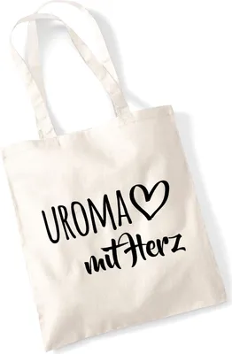 Produktbild von Huuraa Jutebeutel Uroma mit Herz 10 Liter Natural Baumwolle Tasche Geschenkidee