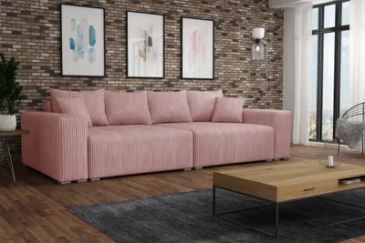 Produktbild von Big Sofa Couchgarnitur REGGIO Megasofa mit Schlaffunktion Stoff Poso Rose