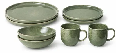 Image de Service de table en céramique Olive, 8 pièces, pour 2 personnes – vert olive, Clay