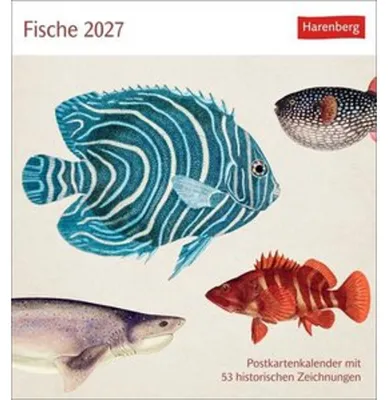 Zdjęcie produktu dla Fische Postkartenkalender 2027 - Postkartenkalender mit 53 historischen Zeichnungen