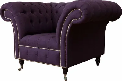 Produktbild von Sessel Einsitzer Luxus 1 Sitz Sitz Design Textil Lila Stoff Chesterfield