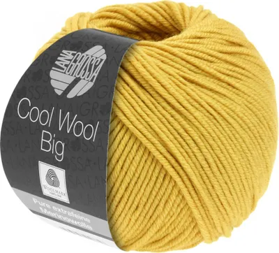 Immagine prodotto di Lana Grossa Cool Wool Big 50 g filato per maglieria di facile manutenzione in Lana extrafine 120 m colore 986 - giallo zafferano