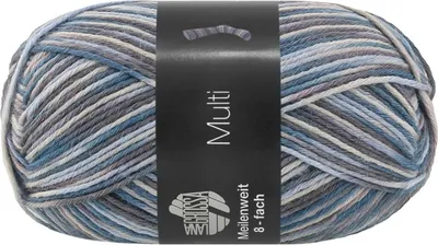 Produktbild von Lana Grossa Meilenweit 8-fach 150 g MULTI 8-fach Sockenwolle 315 m Farbe 9980 - Hellbeige/Taupe/Hellblau/Jeans