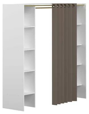 Image de Armoire Système d'armoires - L. 112/185 cm - Blanc & Taupe - EMERIC