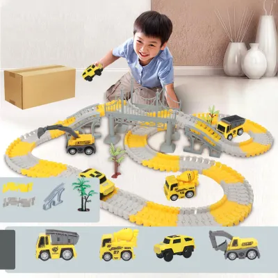 Image de Circuits de construction pour enfants, ensemble de voitures-jouets électriques flexibles sur rails, montage DIY, cadeau ETC231