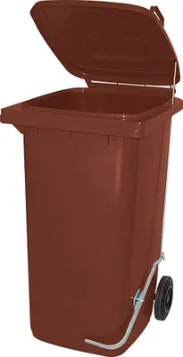 Produktbild von BRB 80 Liter Mülltonne/Müllgroßbehälter, braun, mit Fußpedal für handfreie Bedienung