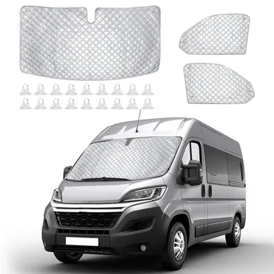 Productafbeelding van Thermo-windschermbescherming, 3-delig, voor Fiat Ducato X250/290, Peugeot Boxer, Citroën Jumper, modeljaren 2006-2025, zilverkleurig