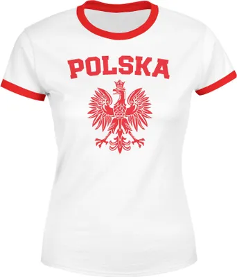 Produktbild von Damen WM-Shirt WM Polska Polen Poland Flagge World Cup Weißer Adler WM 2018 Moonworks® weiß-rot L