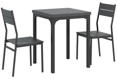 Produktbild von 3-teilige Essgruppe, Esstisch-Set, 1 Tisch, 2 Stühle, MDF+Metall, Grau