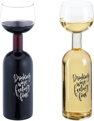 Obrázok produktu pre Sklenená fľaša na víno - XL - Vínová pohár s nápisom - Pijúce víno, cítim sa skvele - Pre milovníkov vína - 750 ml - Priehľadná