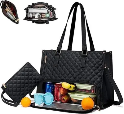 Immagine prodotto di Borsa per laptop da 15,6 pollici da donna, isolata, imbottita, nera