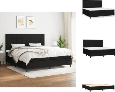 Imagen del producto de vidaXL: Base de cama con somier y colchón, color , 200x200 cm, tapizada en tela. - Camas y estructuras de cama