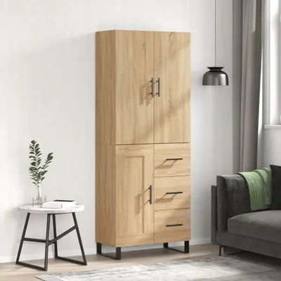 Image de vidaXL Highboard chêne Sonoma 69,5x34x180 cm Matériau dérivé du bois