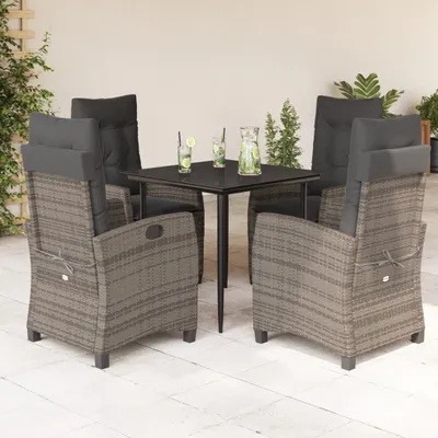 Produktbild von Möbel 5-tlg. Garten-Essgruppe mit Kissen Grau Poly Rattan 2024