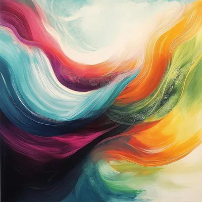 Produktbild von Leinwand Bilder auf Keilrahmen - Abstrakt Wellen Bunt FARBHORIZONT - moderne Wanddeko für Wohnzimmer, Wandbild Kunstdruck | Alivia Arts