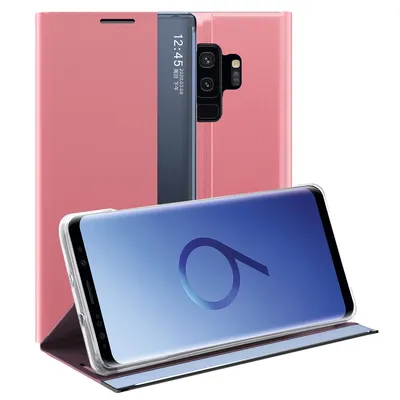 Obrázek produktu pro Galaxy S9 Plus Pouzdro, Slim Flip Kožené Pouzdro s Okénkem a Stojánkem pro Samsung Galaxy S9 Plus Růžový