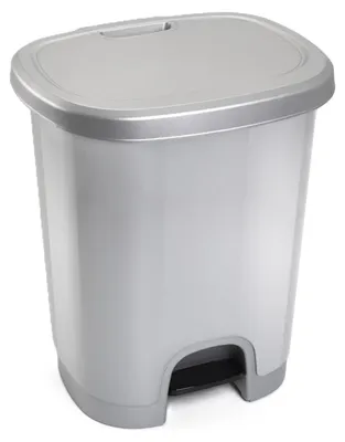 Produktbild von Plasticforte Treteimer – Silber – 18 Liter – 33 x 28 x 40 cm – Kunststoff – Abfalleimer