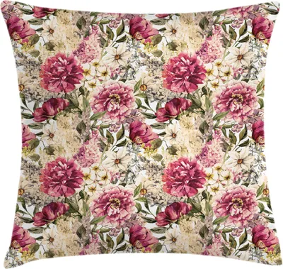 Immagine prodotto di ABAKUHAUS Federa per cuscino con motivi floreali, acquerello vintage con foglie di peonia, stampa romantica, 40 x 40 cm, multicolore