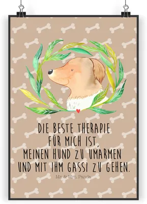 Produktbild von Mr. & Mrs. Panda Bild Hund Blumen DIN A4 - Hundeglück - Geschenk, Posterdruck, Vierbeiner, wanddeko, Kunstdruck, Hunde, Sprüche, Wandbild, Hundemama, Plakat