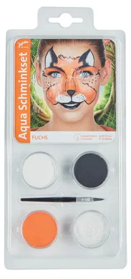 Produktbild von Jofrika 799635 Aqua Schminkset Fuchs, wasserlösliche Schminke inkl. Pinsel reicht für ca 15-20 Motive, mehrfarbig, 5-teilig (1 Set)