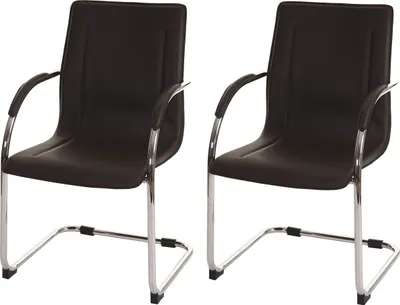 Produktbild von 2er-Set Esszimmerstuhl Samara, Freischwinger Küchenstuhl Lehnstuhl Stuhl, Stahl  braun