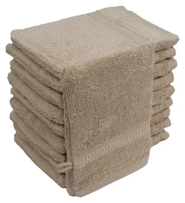 Produktbild von Waschhandschuhe Waschlappen 10er Set Beige 100 % Baumwolle Frottee 500g/m² 16x21