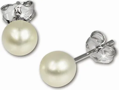 Produktbild von SilberDream Ohrstecker für Damen Silber schwarz Perle Ohrringe 5,5mm SDO106W