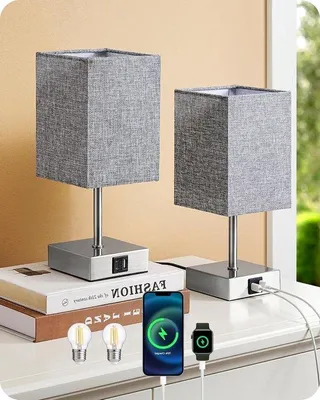 Immagine prodotto di Piccola lampada da tavolo dimmerabile con porta USB, grigia