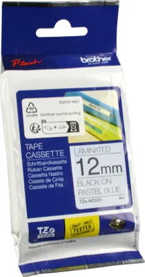 Produktbild von Brother TZEMQ531, Scwarz auf blau, TZe, Grau, Wärmeübertragung, China, Glanz